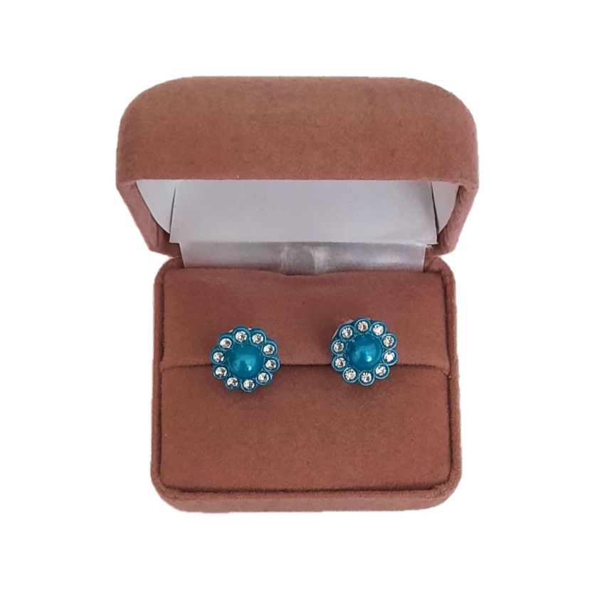Teal Light With Diamante Edges Clip On Earrings(2)