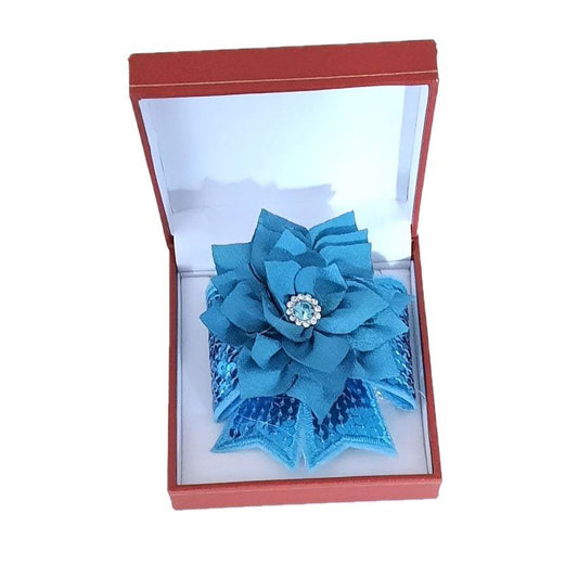 Teal Sequin Ribbon Wrist Corsage
