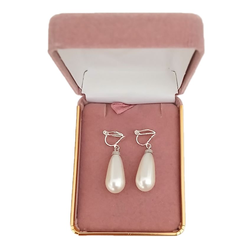 Teardrop Pearl Clip On Earrings(2)