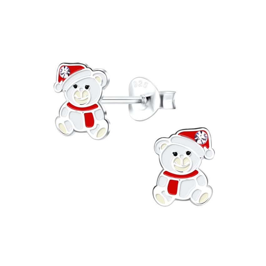 Teddy In A Hat Sterling Silver Earrings