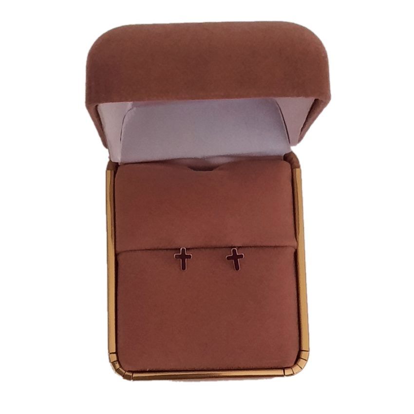 Tiny Cross Sterling Silver Communion Earrings(2)
