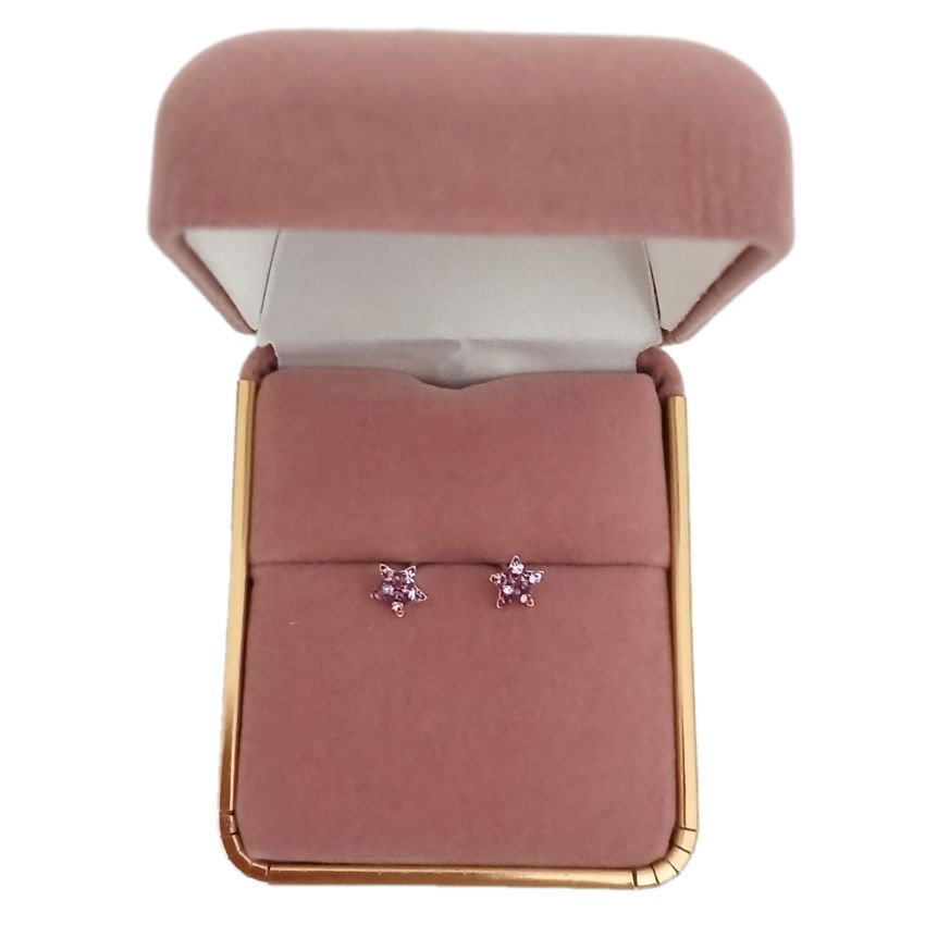 Tiny Cubic Zirconia Girls Silver Star Earrings(2)