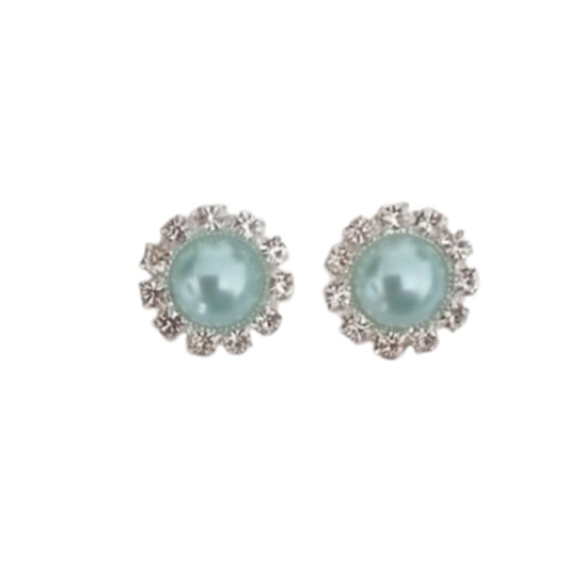 Turquoise Diamante Clip On Earrings