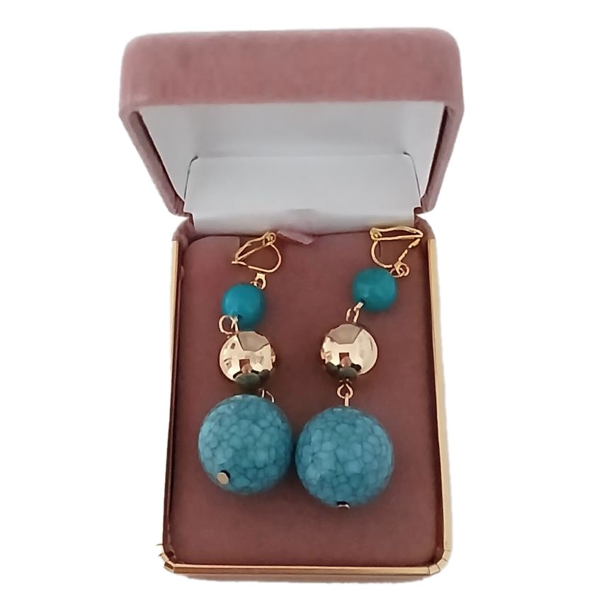 Turquoise Long Clip On Earrings(2)