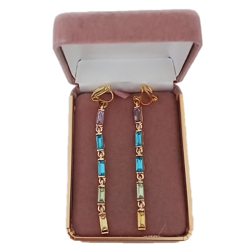 Turquoise Green Crystal Clip on Earrings(2)