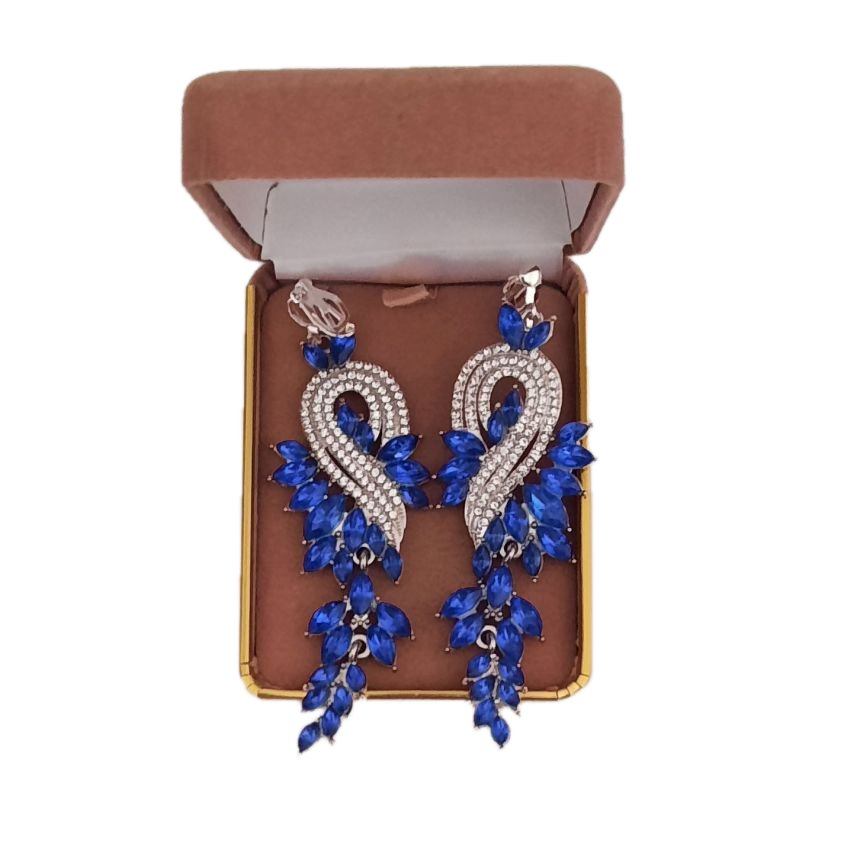 Very Long Blue Fancy Clip On Earrings(2)