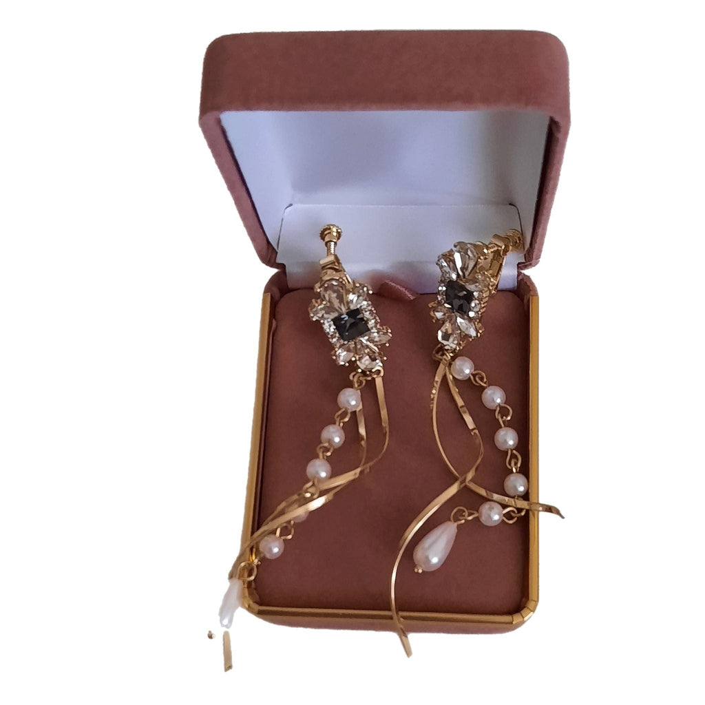 Very Long Fancy Screw Back Clip On Earrings(2)