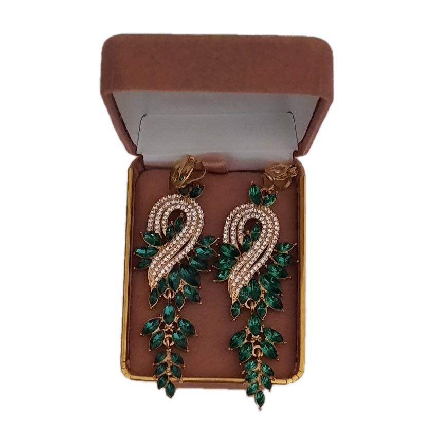 Very Long Green Fancy Clip On Earrings(2)