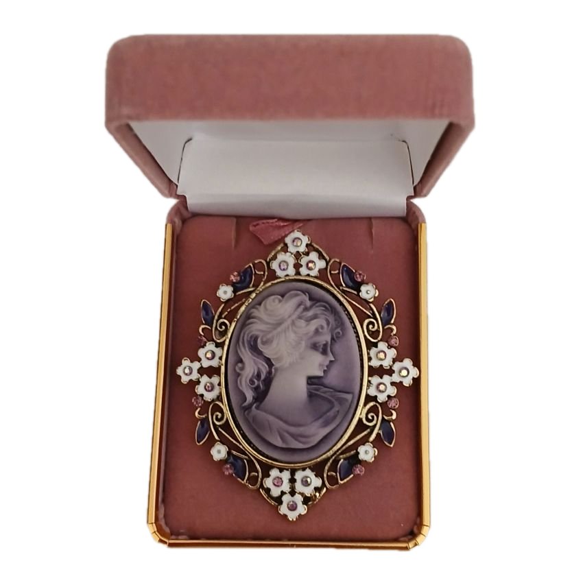 Vintage Crystal Set Traditional Cameo Brooch(2)