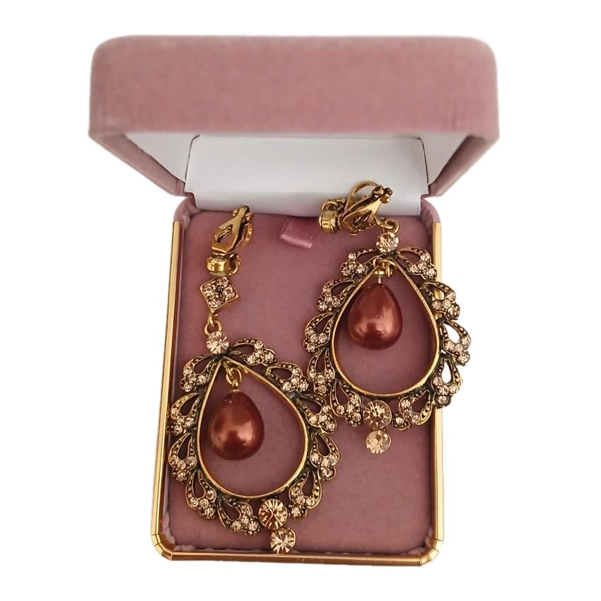 Vintage Gold Large Chandelier Clip On Earrings(2)