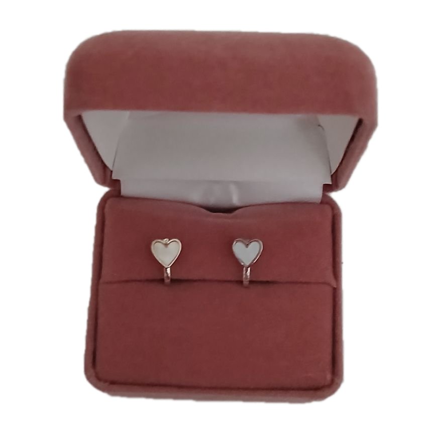 White Heart Communion Clip On Earrings(2)