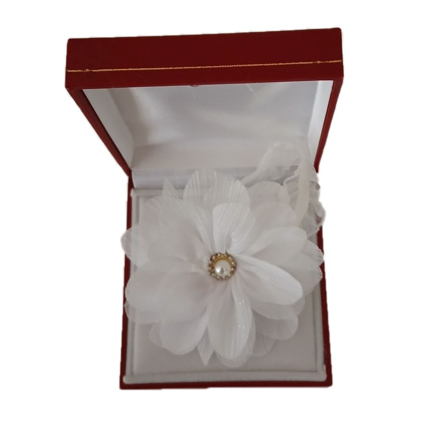 White Sparkly Flower Wrist Corsage