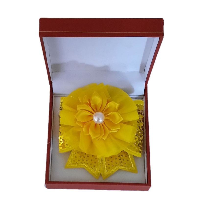 Yellow Sequin Ribbon Wrist Corsage