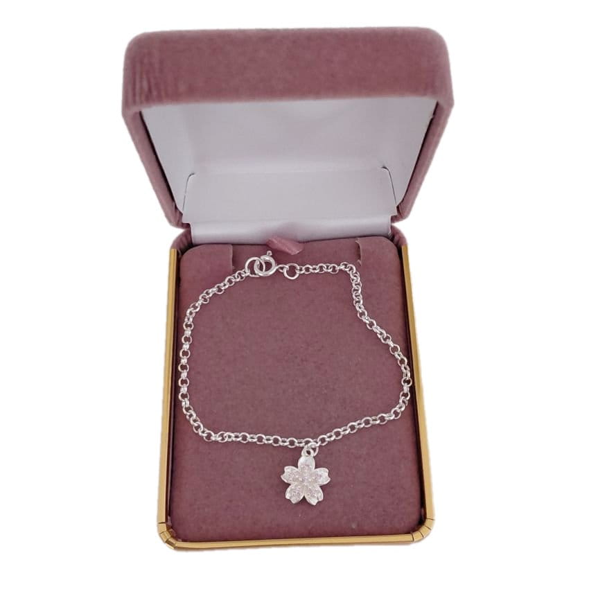 Young Childs Pink Flower Sterling Silver Bracelet(2)