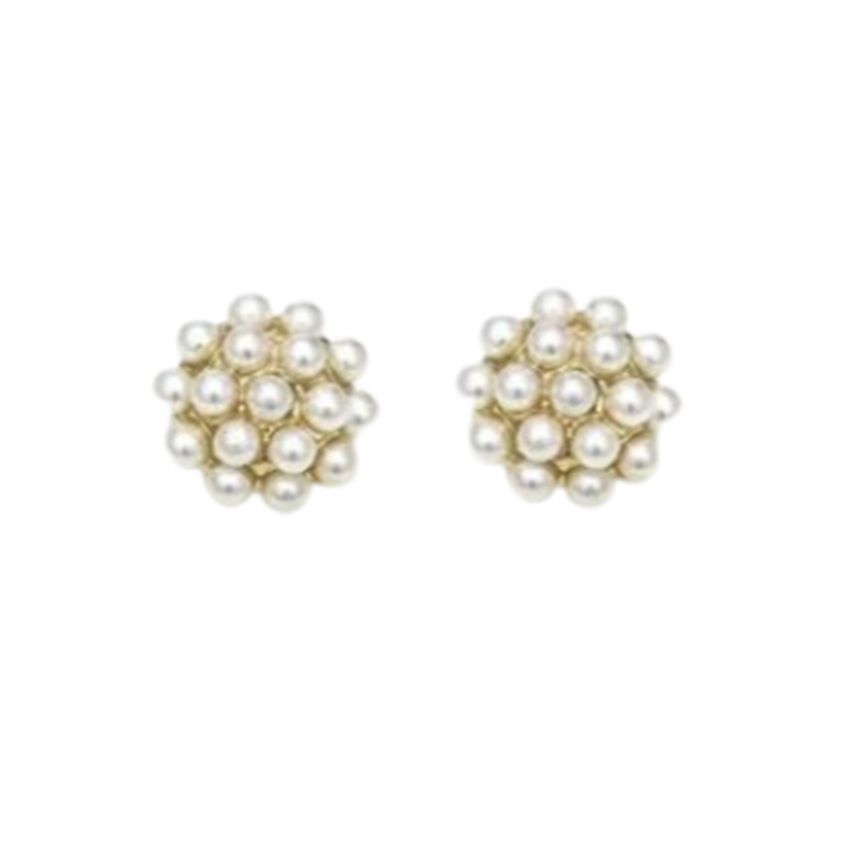 Pearl Cluster Clip On Earrings