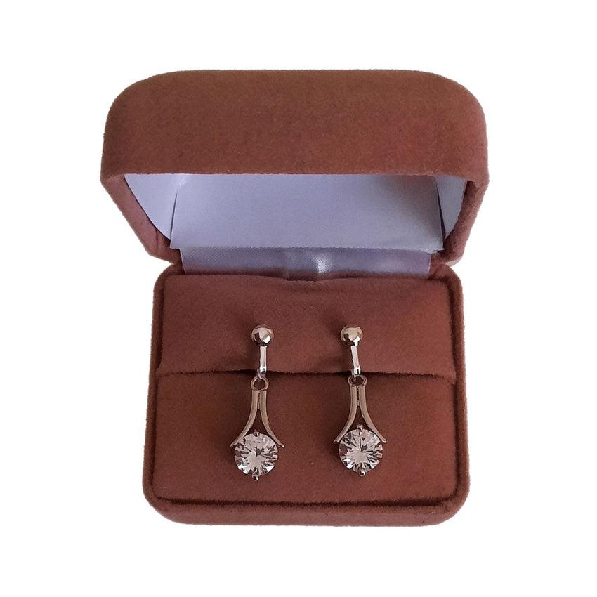 10mm Cubic Zirconia Drop Clip On Earrings
