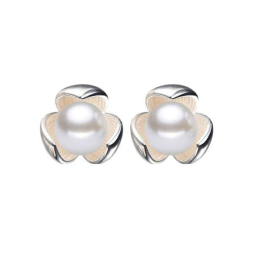 10mm Pearl Flower Earrings With a Sterling Silver Post