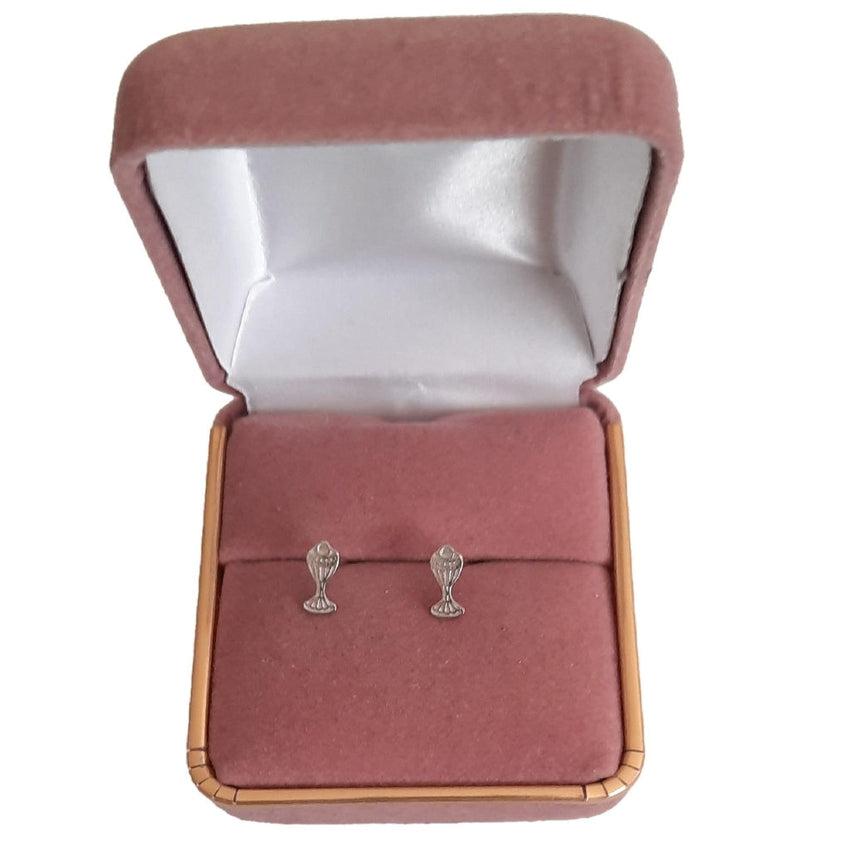 1st Communion Chalice Sterling Silver Stud Earrings