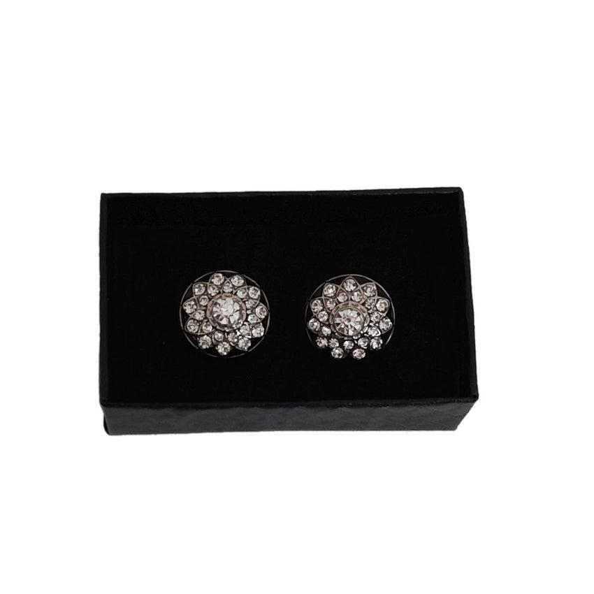 20mm Diamante Flower Patterned Cufflinks
