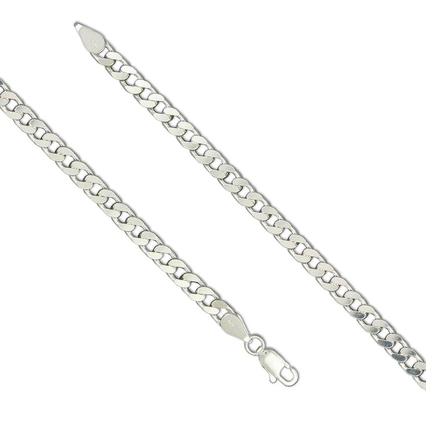 28g Mens 20 Inch Flat Curb Silver Chain