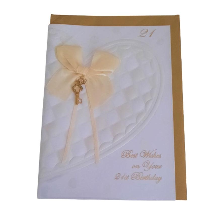 3 Dimensional 21st Birthday Satin Bow Card