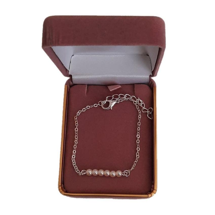 3mm Pearl Beads on a Silver Plated Belcher Chain Communion Bracelet