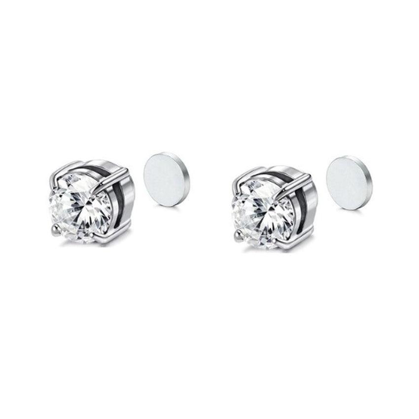 4mm Clear Stone Magnetic Earrings