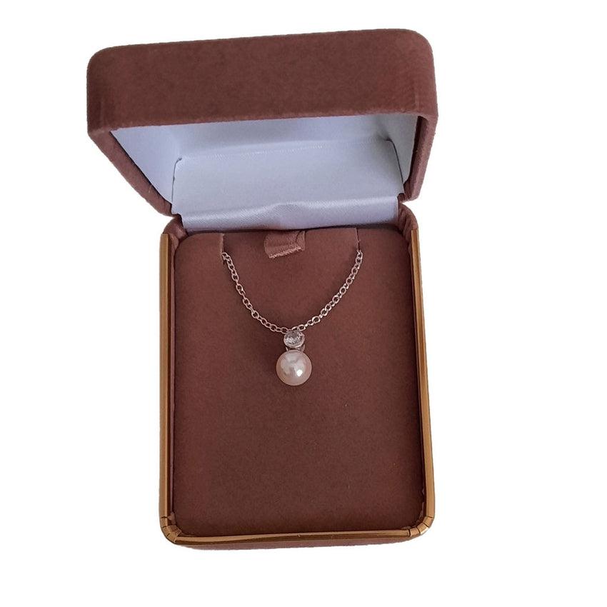 5mm Round Child Size Pearl Communion Pendant on a Silver Chain