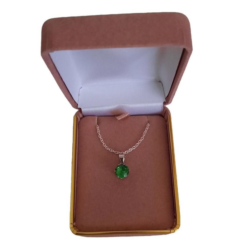 8mm Single Stone Green Solitaire Cubic Zirconia Pendant