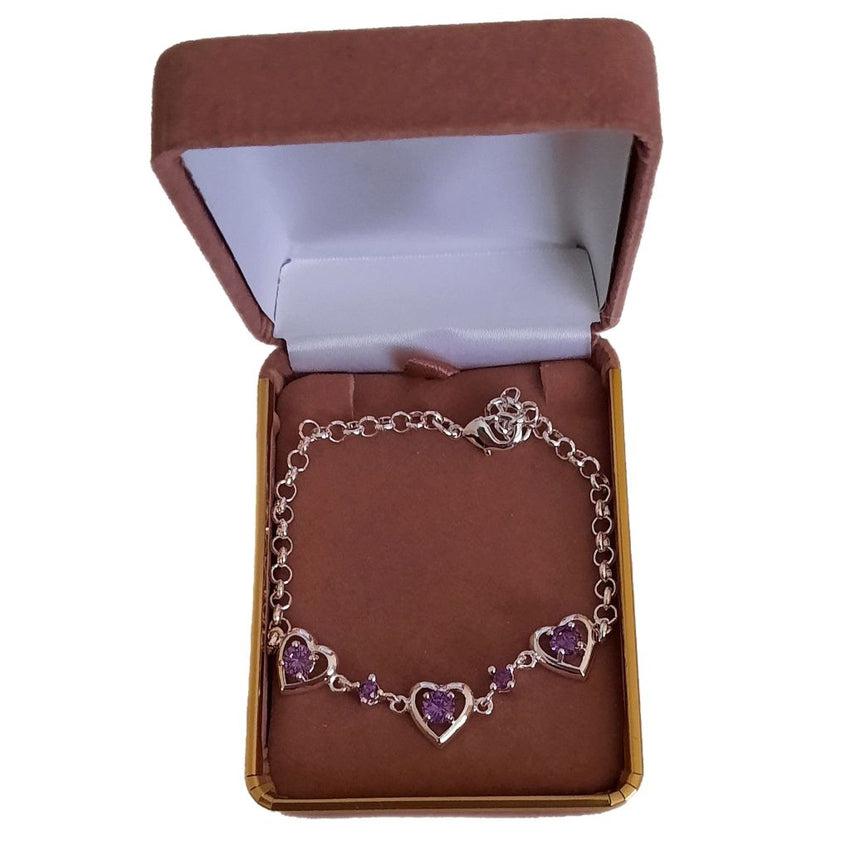 Adjustable Silver Bracelet With Heart Links