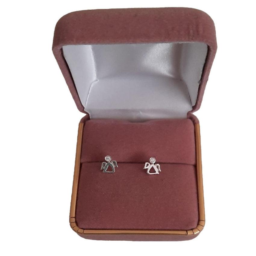 Angel Sterling Silver And Cubic Zirconia Small Earrings