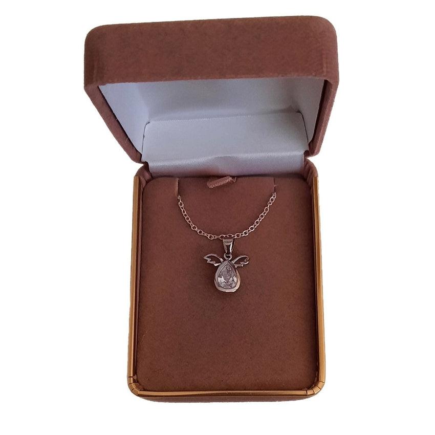 Angel Pendant With a Cubic Zirconia Body and Open Cut Wings