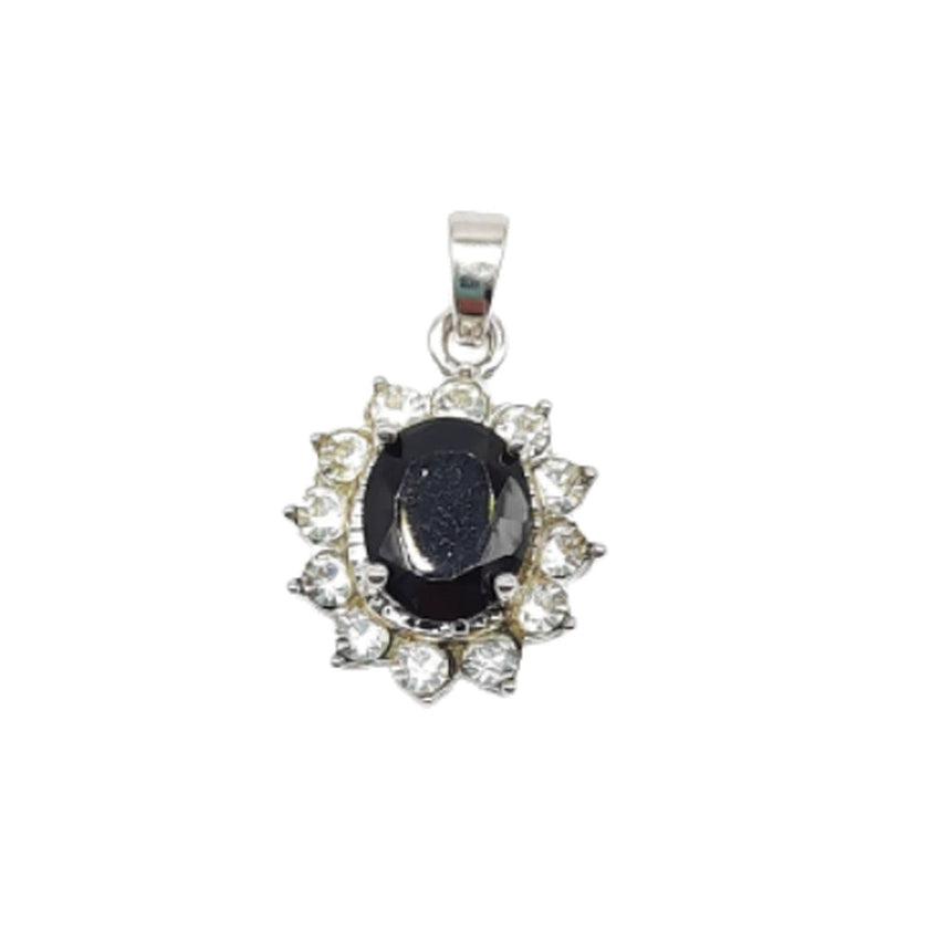 Antique Design Black Centre Stone And CZ Surround Pendant