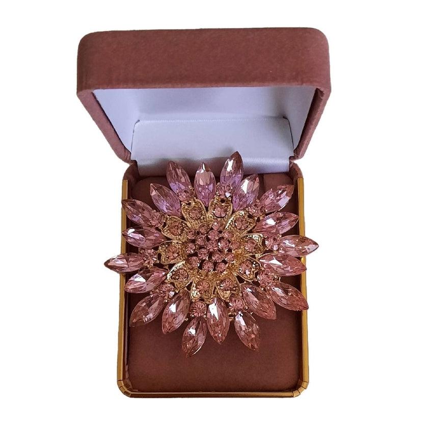 Baby Pink Cubic Zirconia Flower Brooch