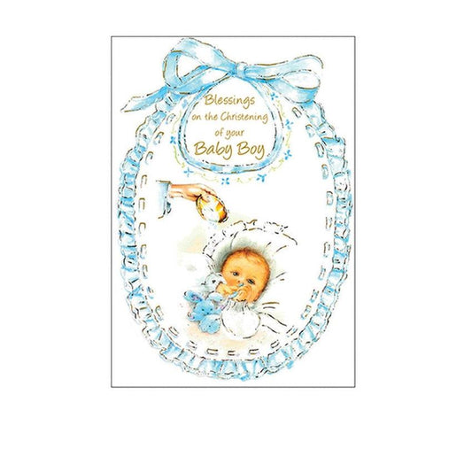 Baby Boy Christening Blessings Card