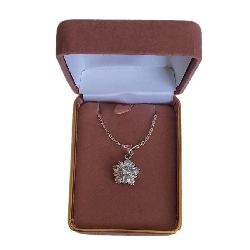 Baguette Stone Floral Cubic Zirconia Pendant