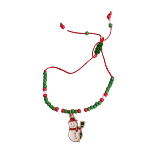 Bead Bracelet With Snowman Charm