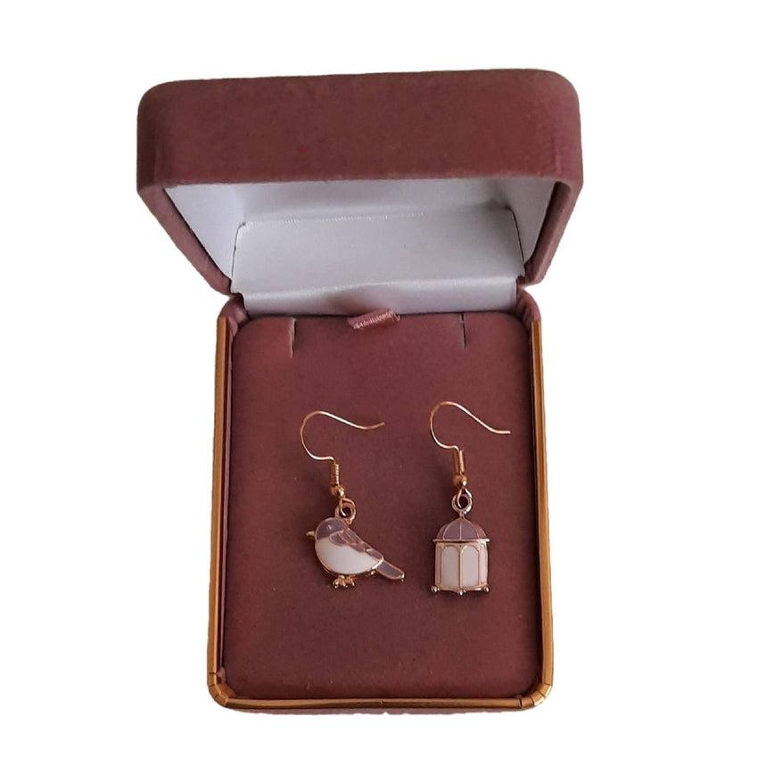 Bird And Cage Hook Drop Earrings