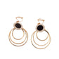 Black And Gold Circle Clip On Earrings