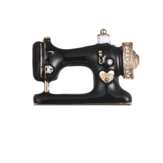 Black And Gold Sewing Machine Brooch