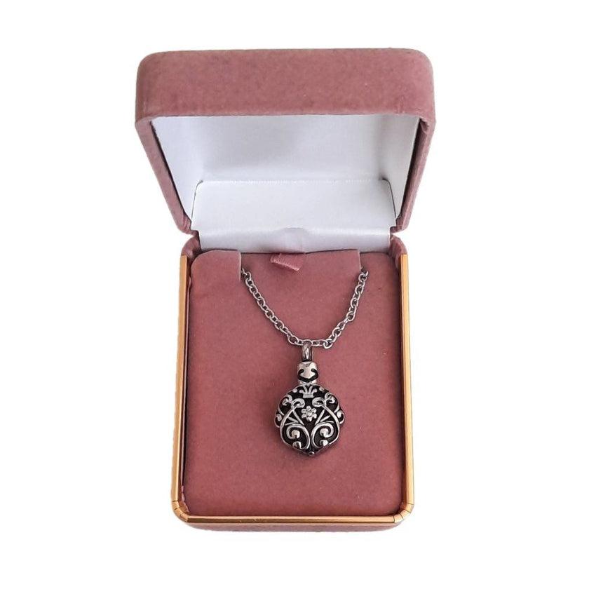 Black And silver Filigree Ashes Locket