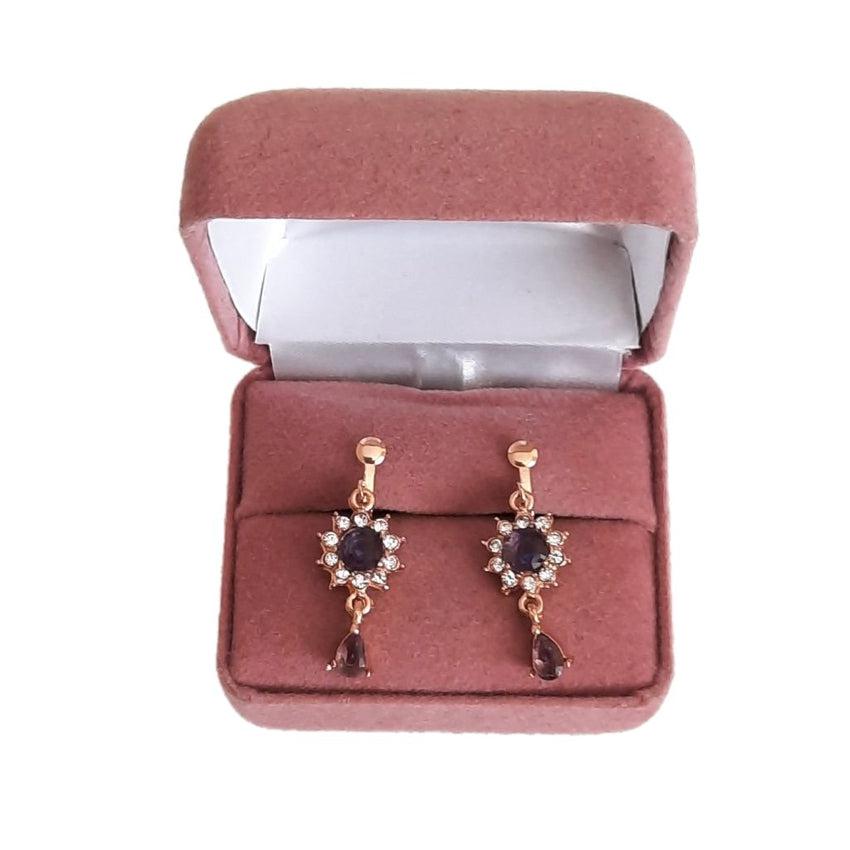 Black Cluster Drop Clip On Earrings