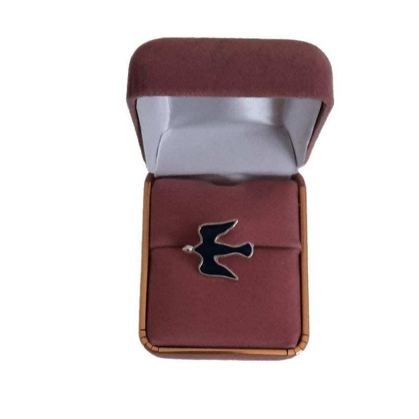 Black Enamel Confirmation Dove Lapel Pin