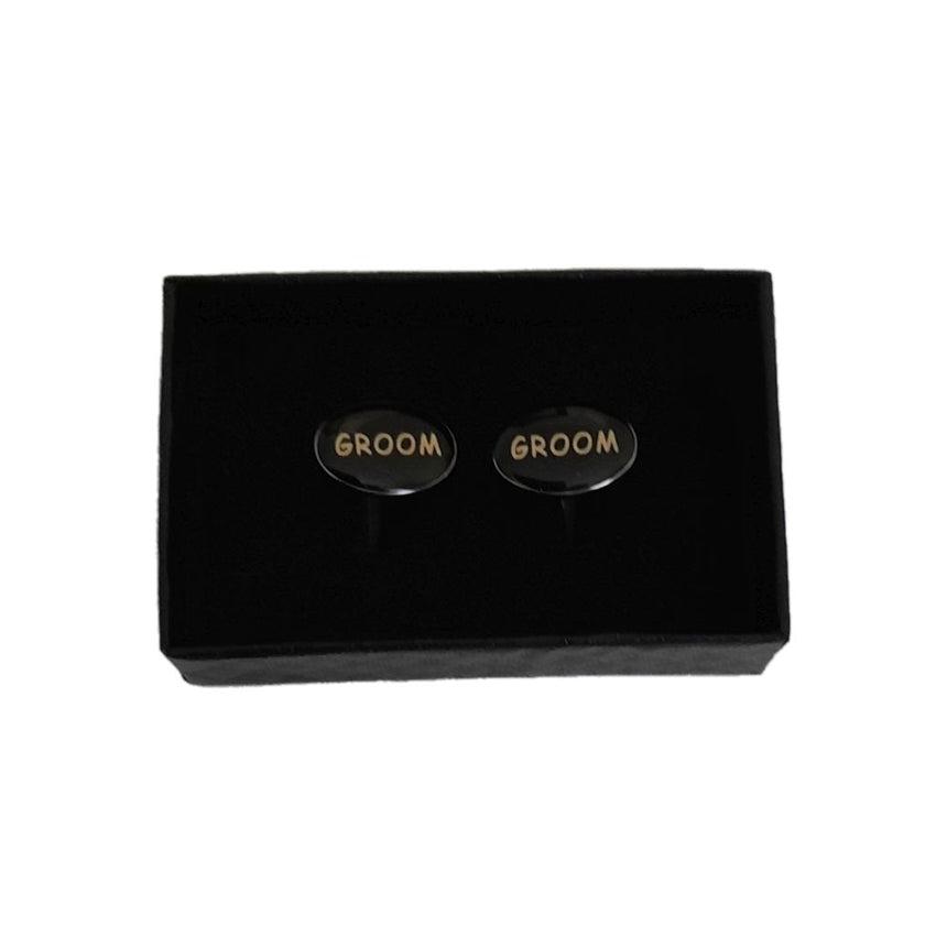 Black Enamel Groom Cufflinks