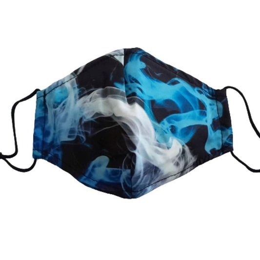Blue And Black Swirl Print Face Mask