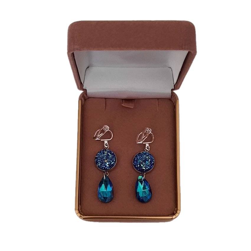 Blue And Purple Shimmer Clip On Earrings(2)
