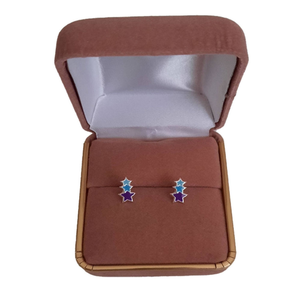 Blue And Purple Sterling Silver Star Earrings(2)