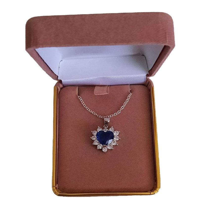 Blue And White Cubic Zirconia Heart Pendant