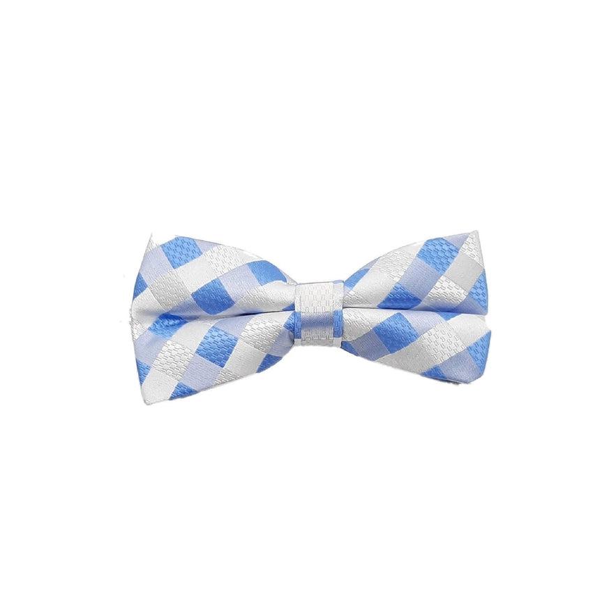 Blue And White Square Check Pattern Bow Tie
