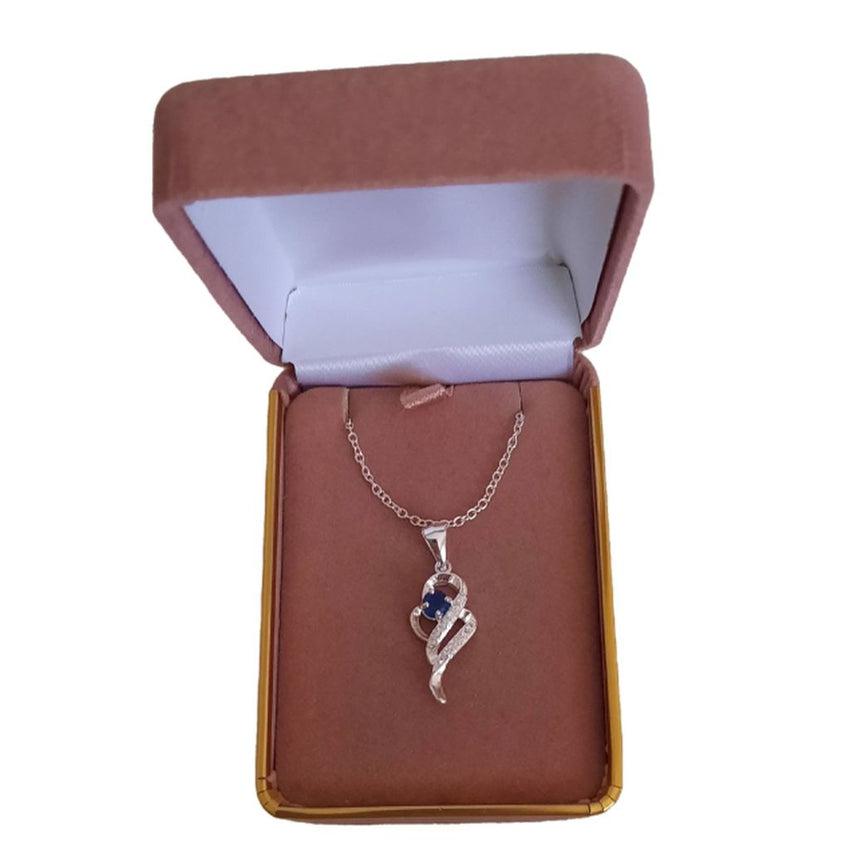 Blue And White Stone Crossover Design Pendant With Cubic Zirconia